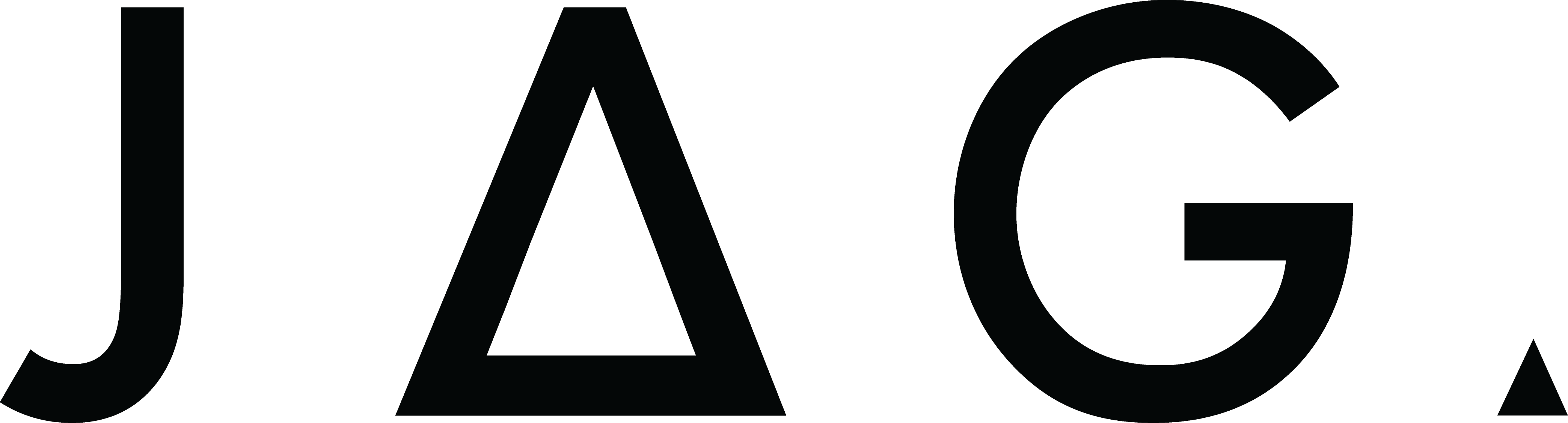 The letters 'J', 'Δ', and 'G' in bold black font, with 'Δ' representing the letter 'A'.