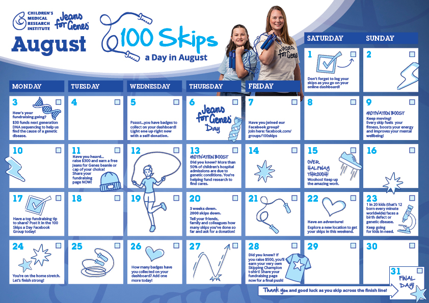 100 Skips a Day Calendar 2026